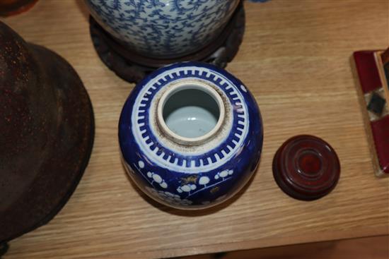 A Chinese porcelain vase, two ginger jars and a jug tallest 33cm